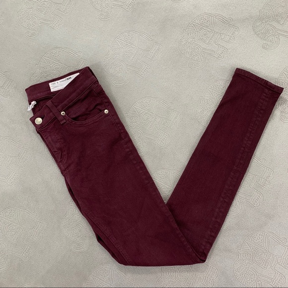 Rag & Bone Burgundy Skinny Jeans in Port Wash - Picture 3 of 8